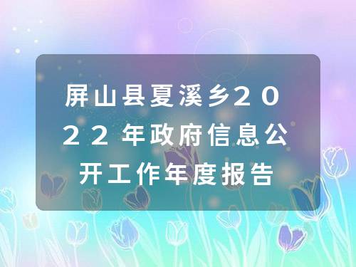 屏山县夏溪乡2022年政府信息公开工作年度报告