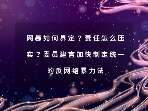 网暴如何界定？责任怎么压实？委员建言加快制定统一的反网络暴力法